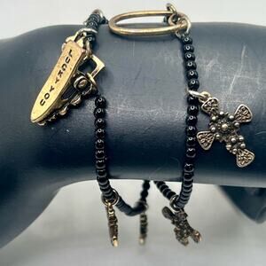 Vintage Lucky Brand 7 cross bracelet with black beads